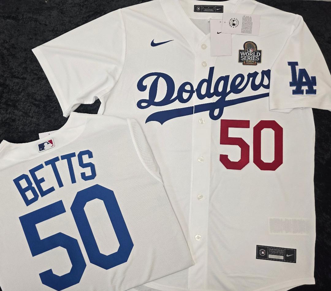 Nike Los Angeles Dodgers MOOKIE BETTS 2024 World Series Baseball Jersey WHITE