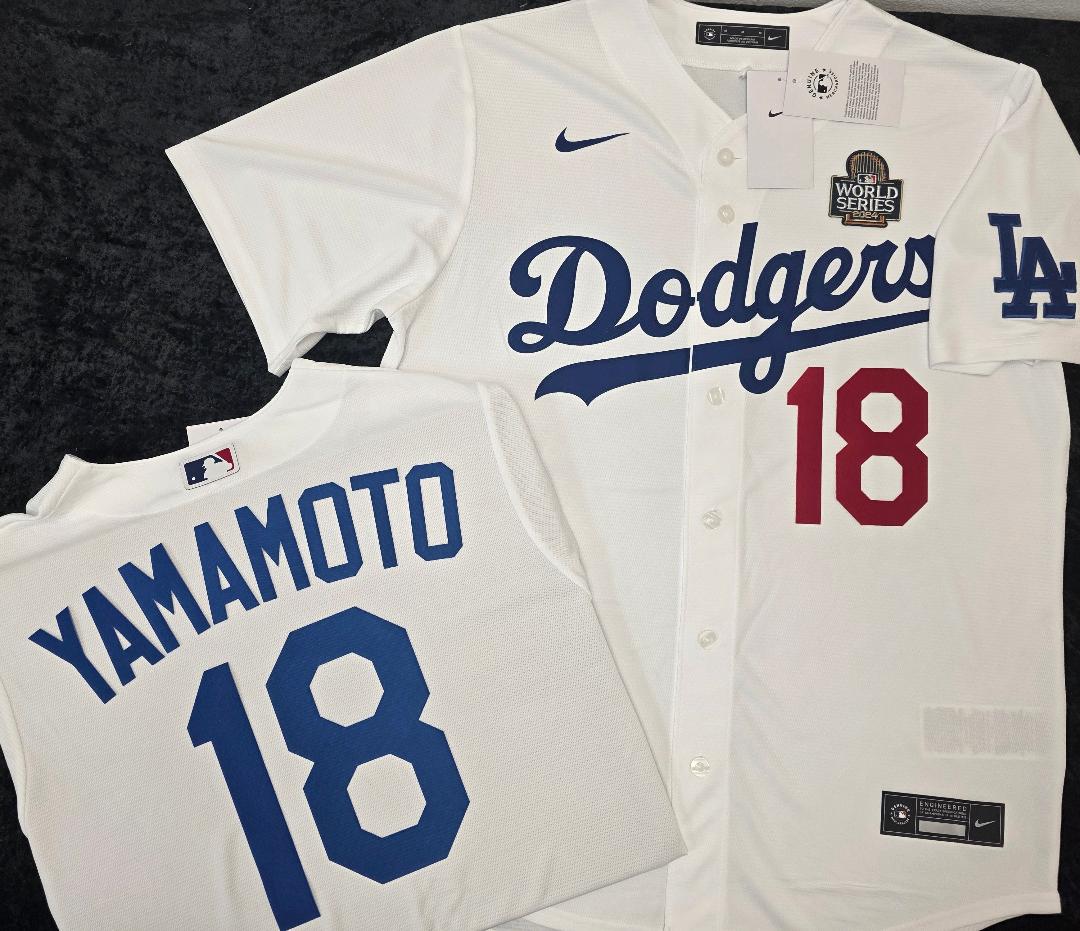 Nike Los Angeles Dodgers YOSHINOBU YAMAMOTO 2024 World Series Baseball Jersey WHITE