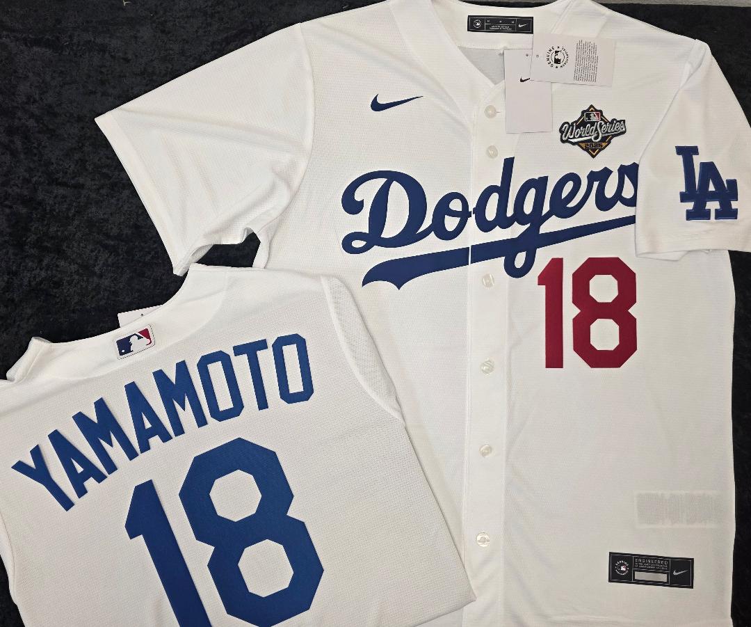 Nike Los Angeles Dodgers YOSHINOBU YAMAMOTO 2025 World Series Baseball Jersey WHITE