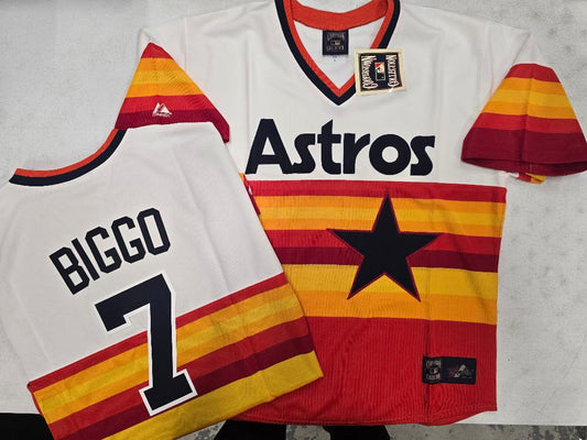 Cooperstown Collection Houston Astros CRAIG BIGGO Sewn THROWBACK Baseball Jersey