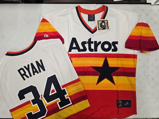 Cooperstown Collection Houston Astros NOLAN RYAN Sewn THROWBACK Baseball Jersey