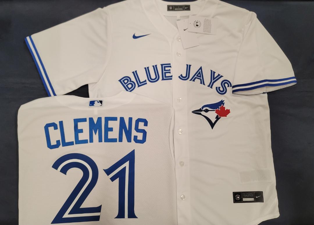 Nike Toronto Blue Jays ROGER CLEMENS Sewn Baseball Jersey WHITE