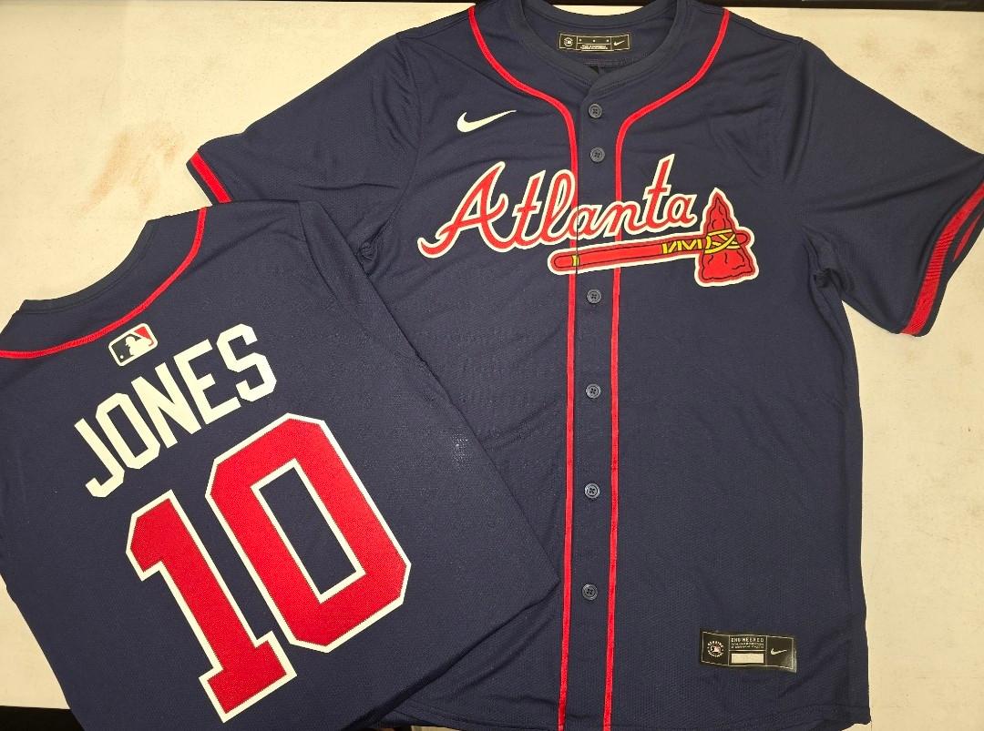Nike Atlanta Braves CHIPPER JONES Sewn Baseball Jersey NAVY