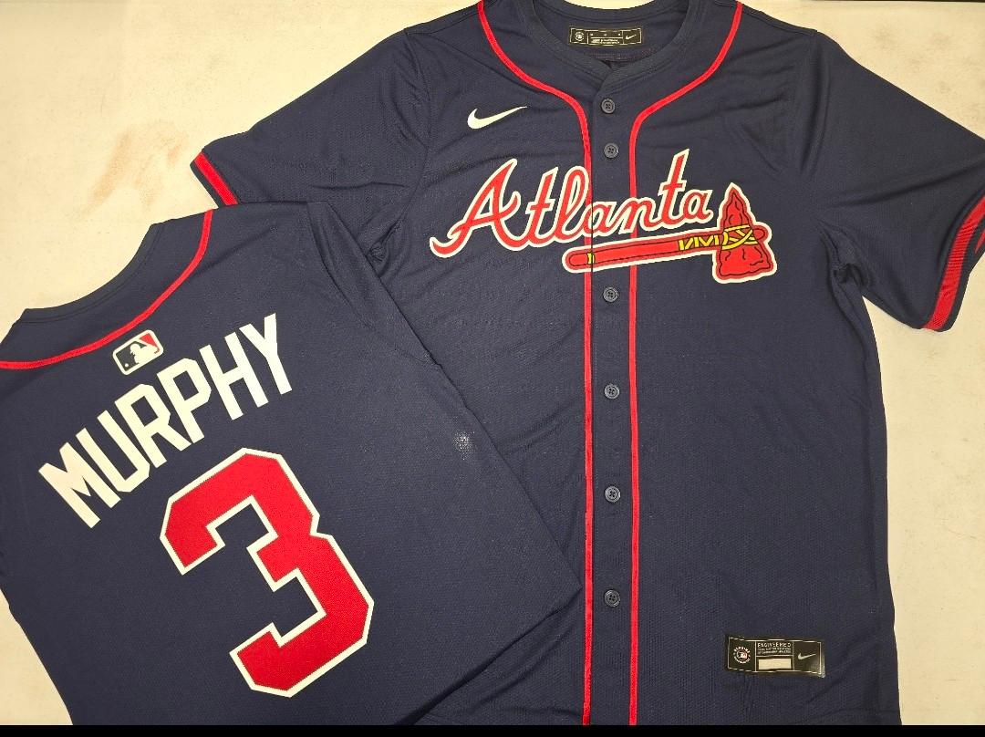 Nike Atlanta Braves DALE MURPHY Sewn Baseball Jersey NAVY