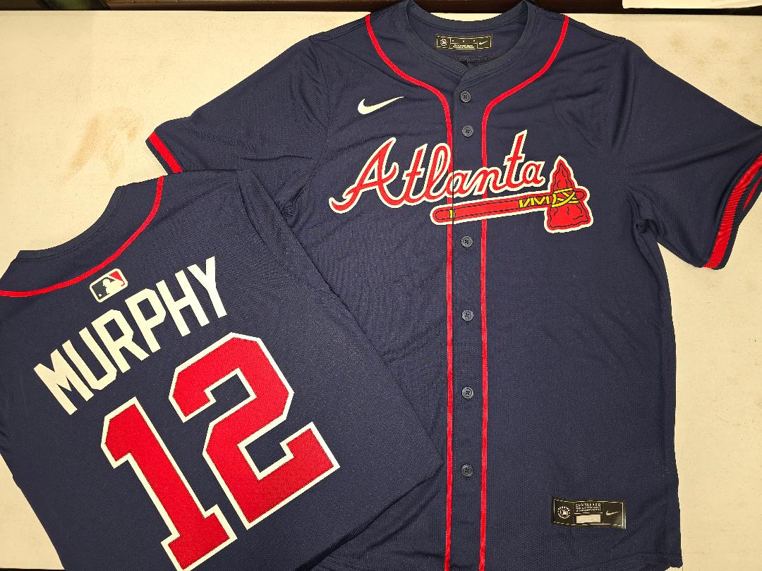 Nike Atlanta Braves SEAN MURPHY Sewn Baseball Jersey NAVY