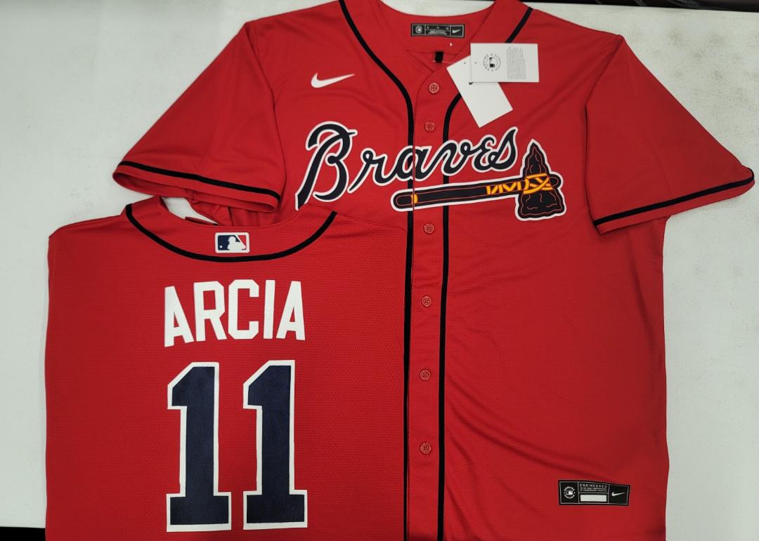 Nike Atlanta Braves ORLANDO ARCIA Sewn Baseball Jersey RED
