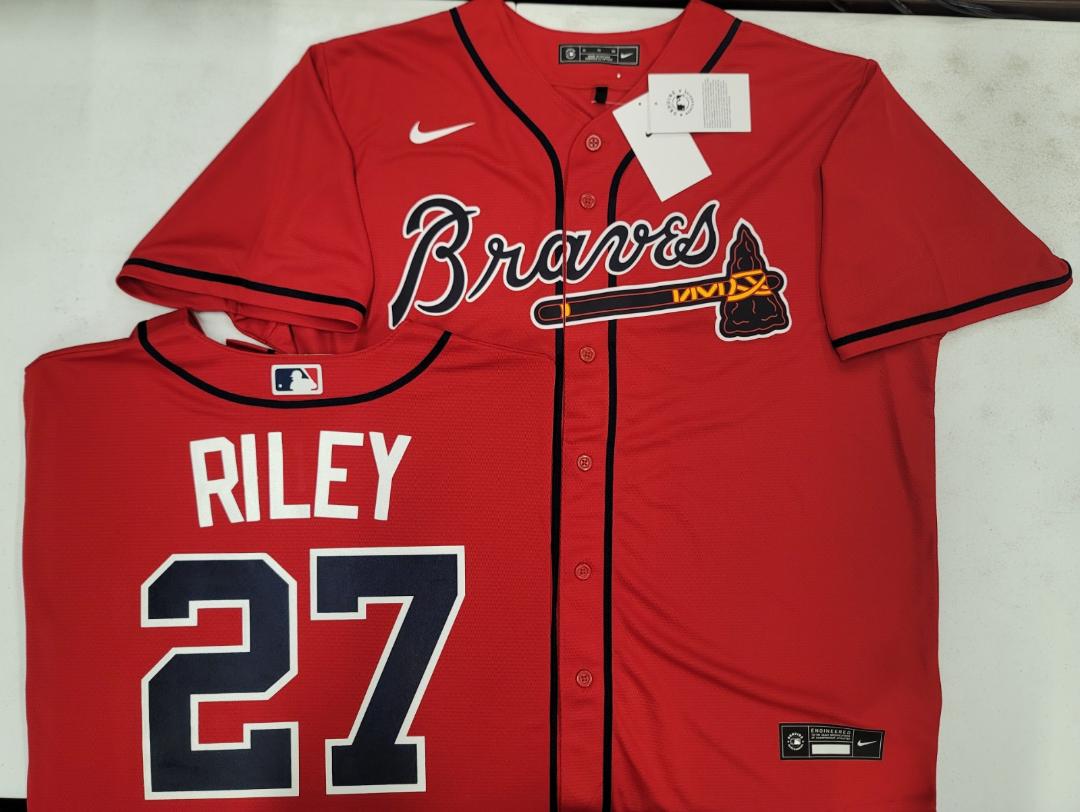 Nike Atlanta Braves AUSTIN RILEY Sewn Baseball Jersey RED