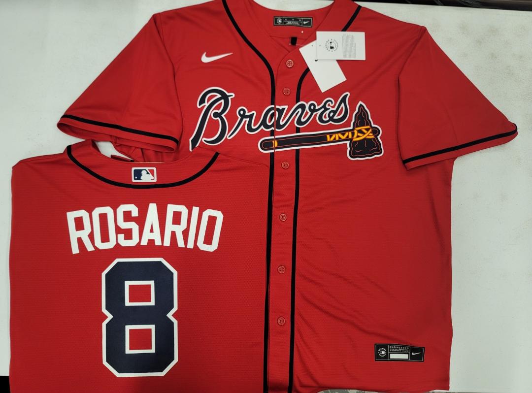 Nike Atlanta Braves EDDIE ROSARIO Sewn Baseball Jersey RED