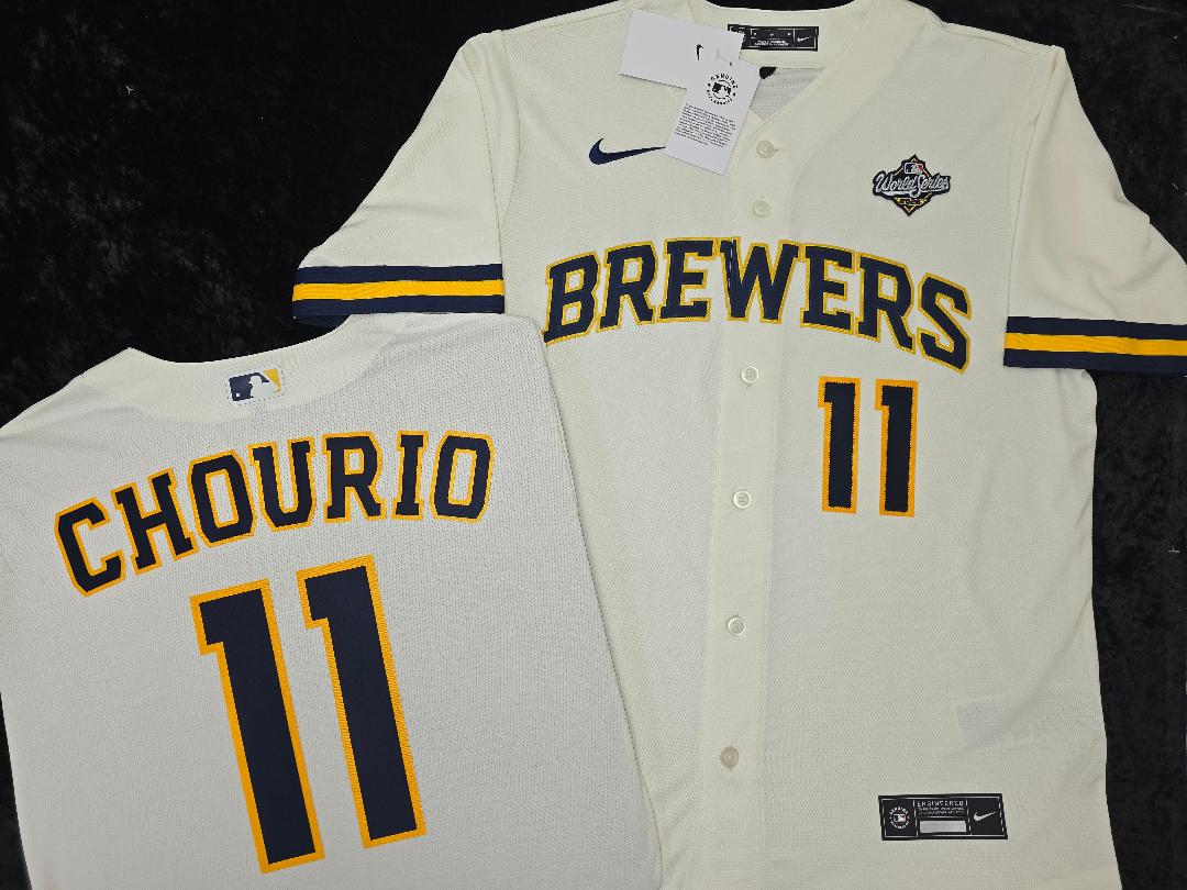 Nike Milwaukee Brewers JACKSON CHOURIO 2026 World Series Sewn Baseball Jersey IVORY