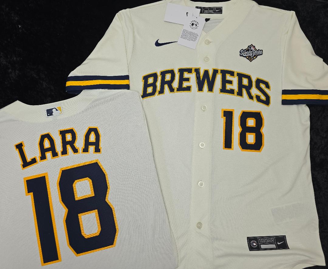 Nike Milwaukee Brewers LUIS LARA 2026 World Series Sewn Baseball Jersey IVORY