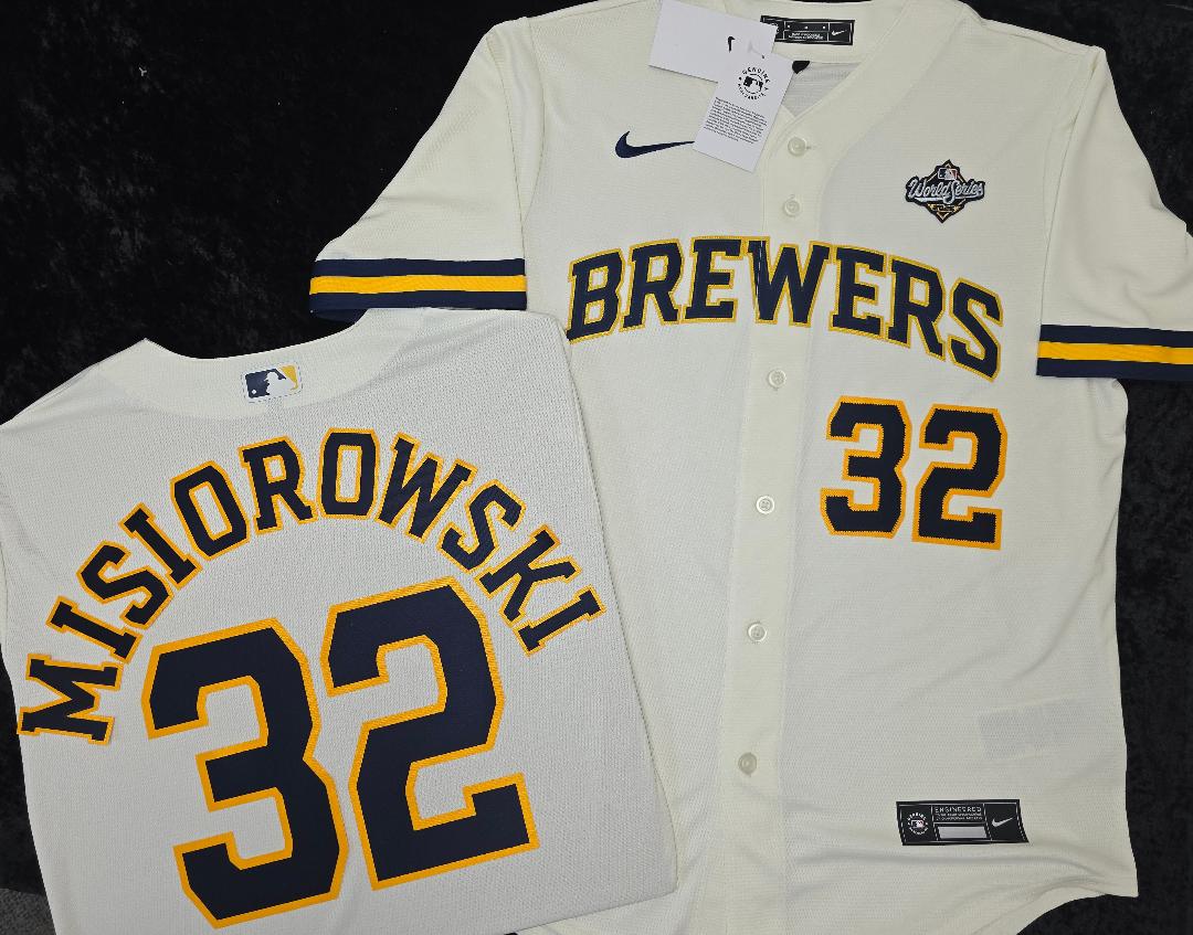 Nike Milwaukee Brewers JACOB MISIOROWSKI 2026 World Series Sewn Baseball Jersey IVORY