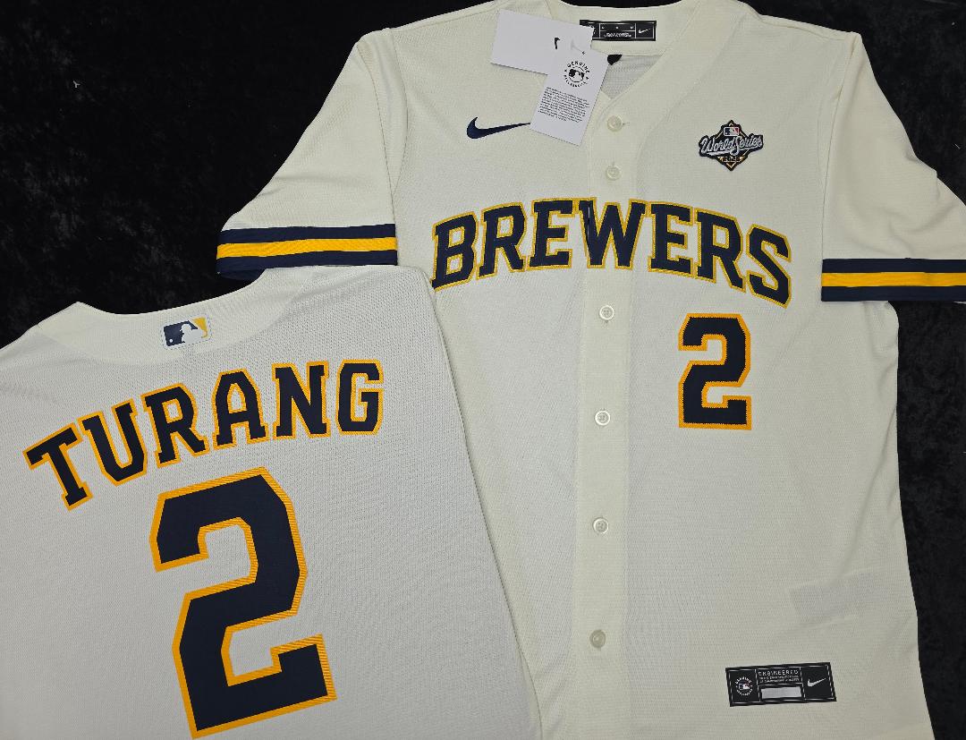 Nike Milwaukee Brewers BRICE TURANG 2026 World Series Sewn Baseball Jersey IVORY