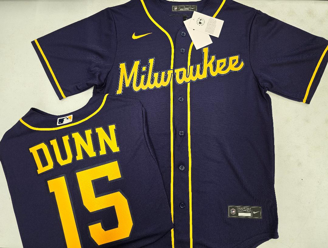Nike Milwaukee Brewers OLIVER DUNN Sewn Baseball Jersey BLUE