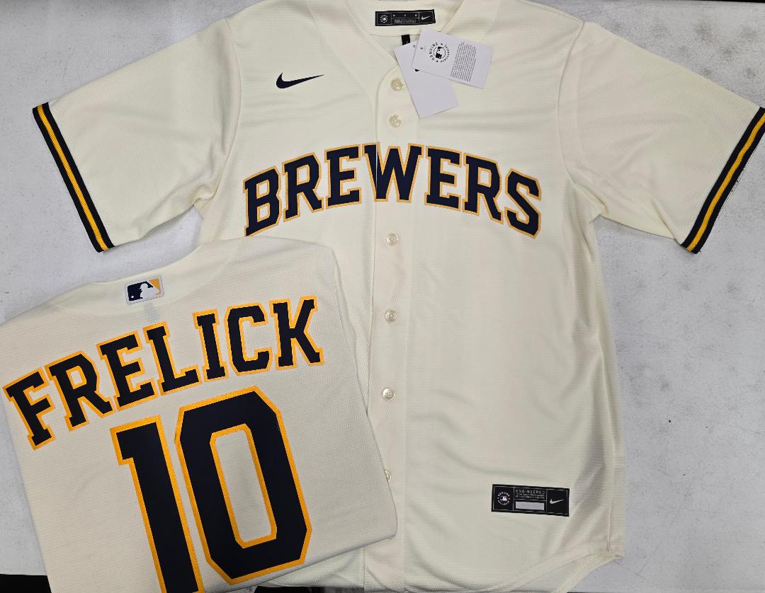Nike Milwaukee Brewers SAL FRELICK Sewn Baseball Jersey IVORY