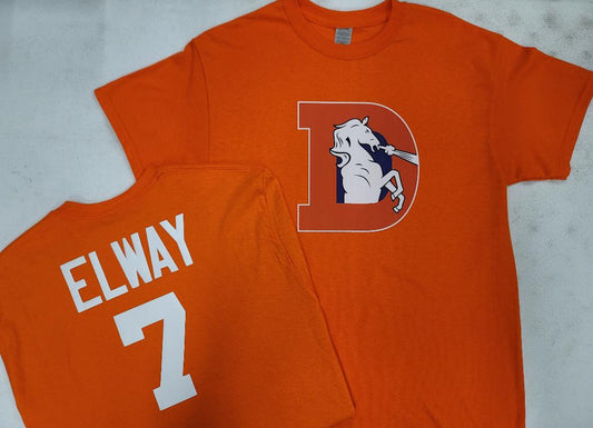 Mens NFL Team Apparel Denver Broncos JOHN ELWAY Throwback Football Jersey Shirt ORANGE