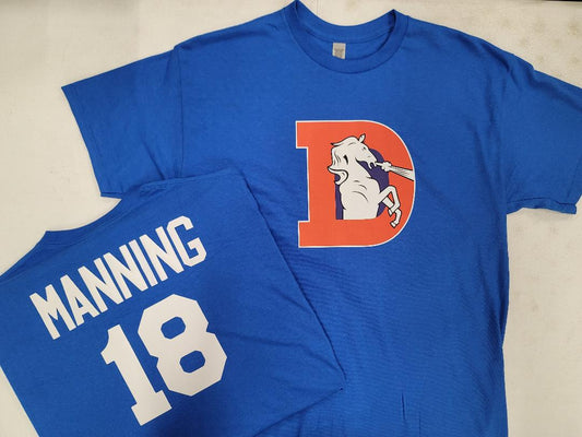 Mens NFL Team Apparel Denver Broncos PEYTON MANNING Throwback Football Jersey Shirt ROYAL