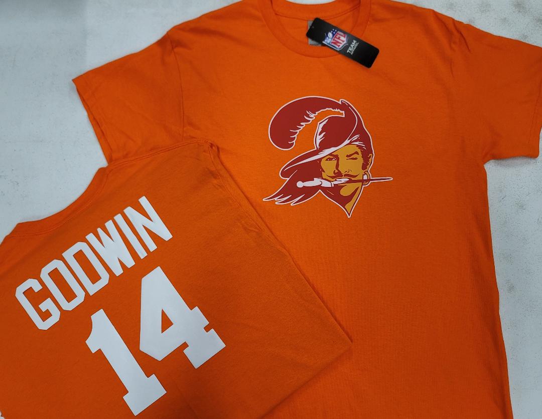 Mens NFL Team Apparel Tampa Bay Buccaneers CHRIS GODWIN Throwback Football Jersey Shirt ORANGE