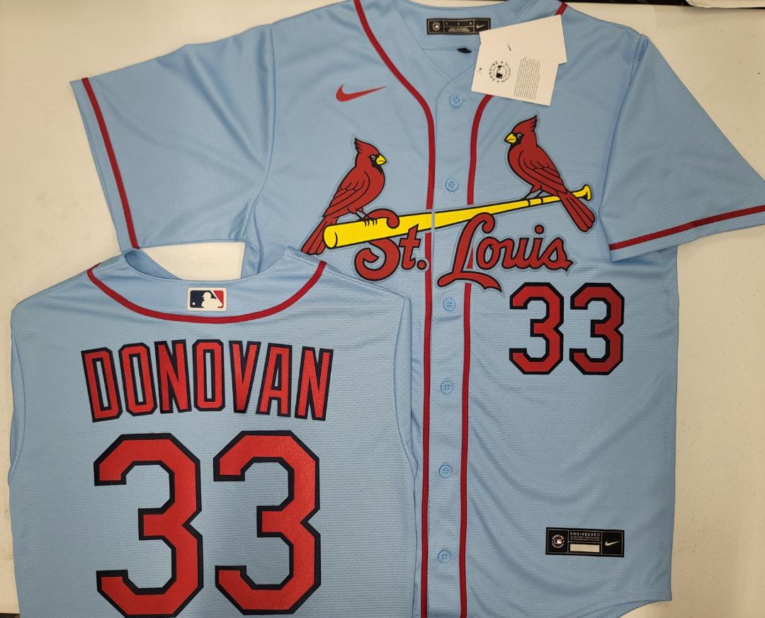 Nike St Louis Cardinals BRENDAN DONOVAN Sewn Baseball Jersey Throwback BLUE