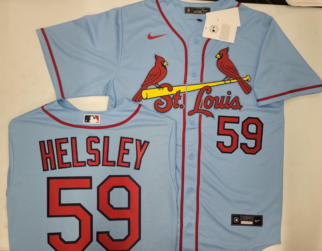 Nike St Louis Cardinals RYAN HELSLEY Sewn Baseball Jersey Throwback BLUE