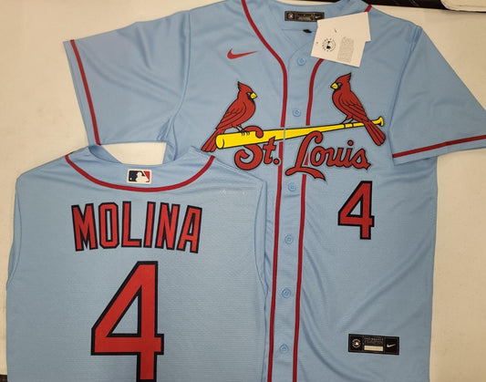 Nike St Louis Cardinals YADIER MOLINA Sewn Baseball Jersey Throwback BLUE
