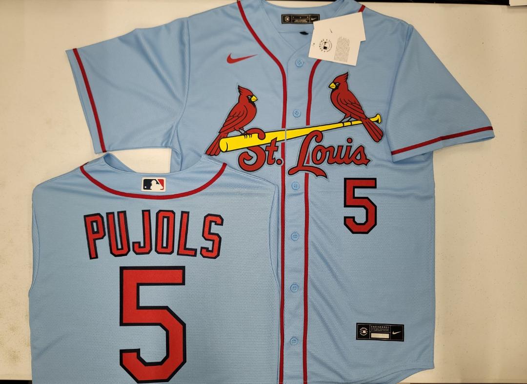 Nike St Louis Cardinals ALBERT PUJOLS Sewn Baseball Jersey Throwback BLUE