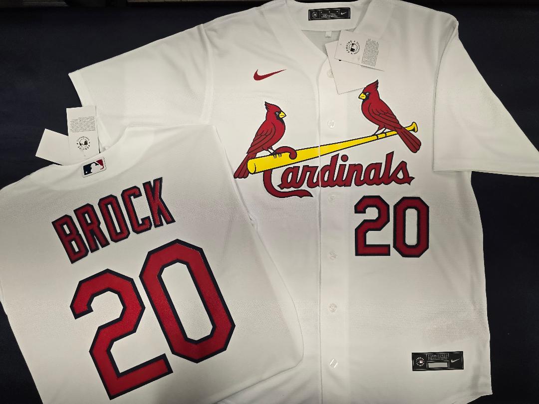 Mens Nike St Louis Cardinals LOU BROCK Baseball Jersey WHITE