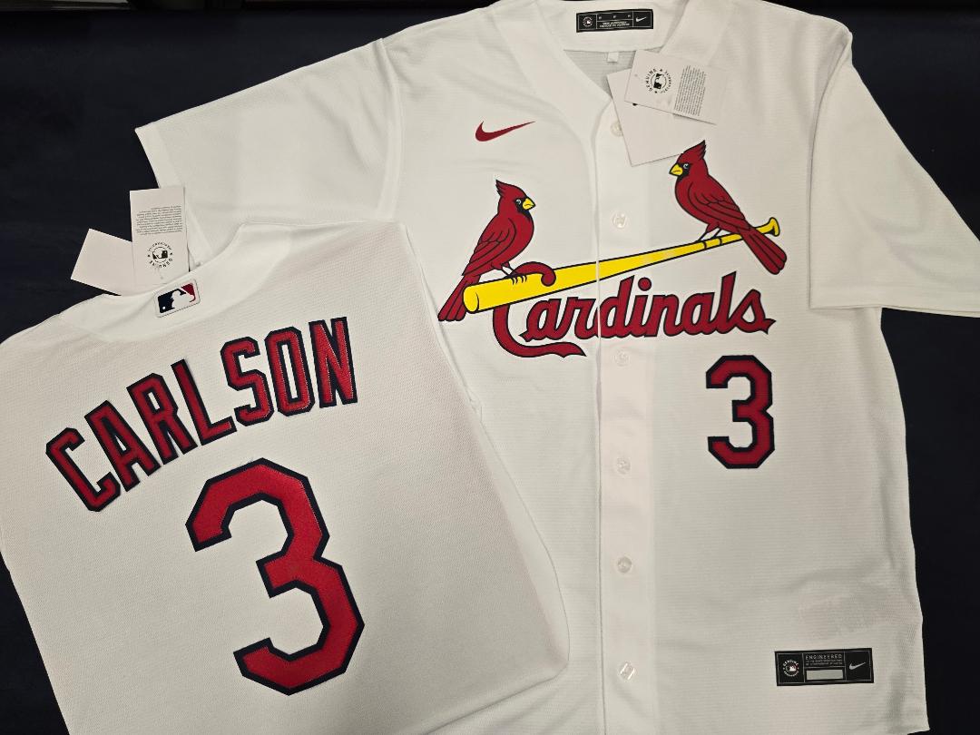 Mens Nike St Louis Cardinals DYLAN CARLSON Baseball Jersey WHITE
