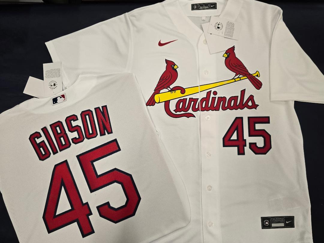 Mens Nike St Louis Cardinals BOB GIBSON Baseball Jersey WHITE
