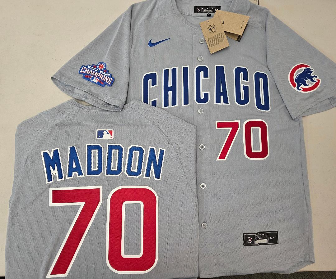 Nike Chicago Cubs JOE MADDON 2016 World Series Baseball Jersey GRAY
