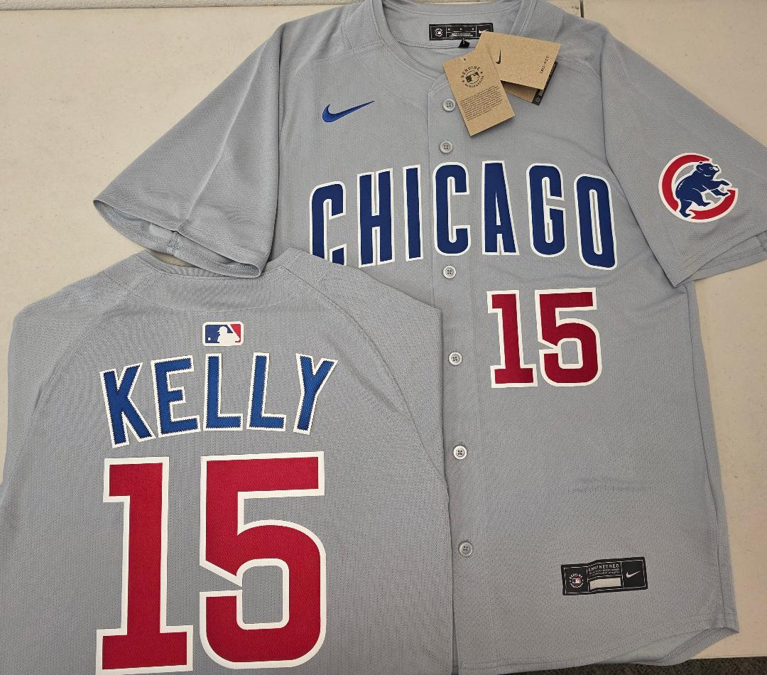 Nike Chicago Cubs CARSON KELLY SEWN Baseball Jersey GRAY