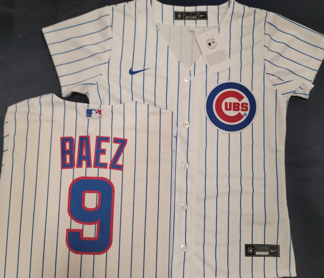 WOMENS Nike Chicago Cubs JAVIER BAEZ Sewn Baseball Jersey WHITE P/S