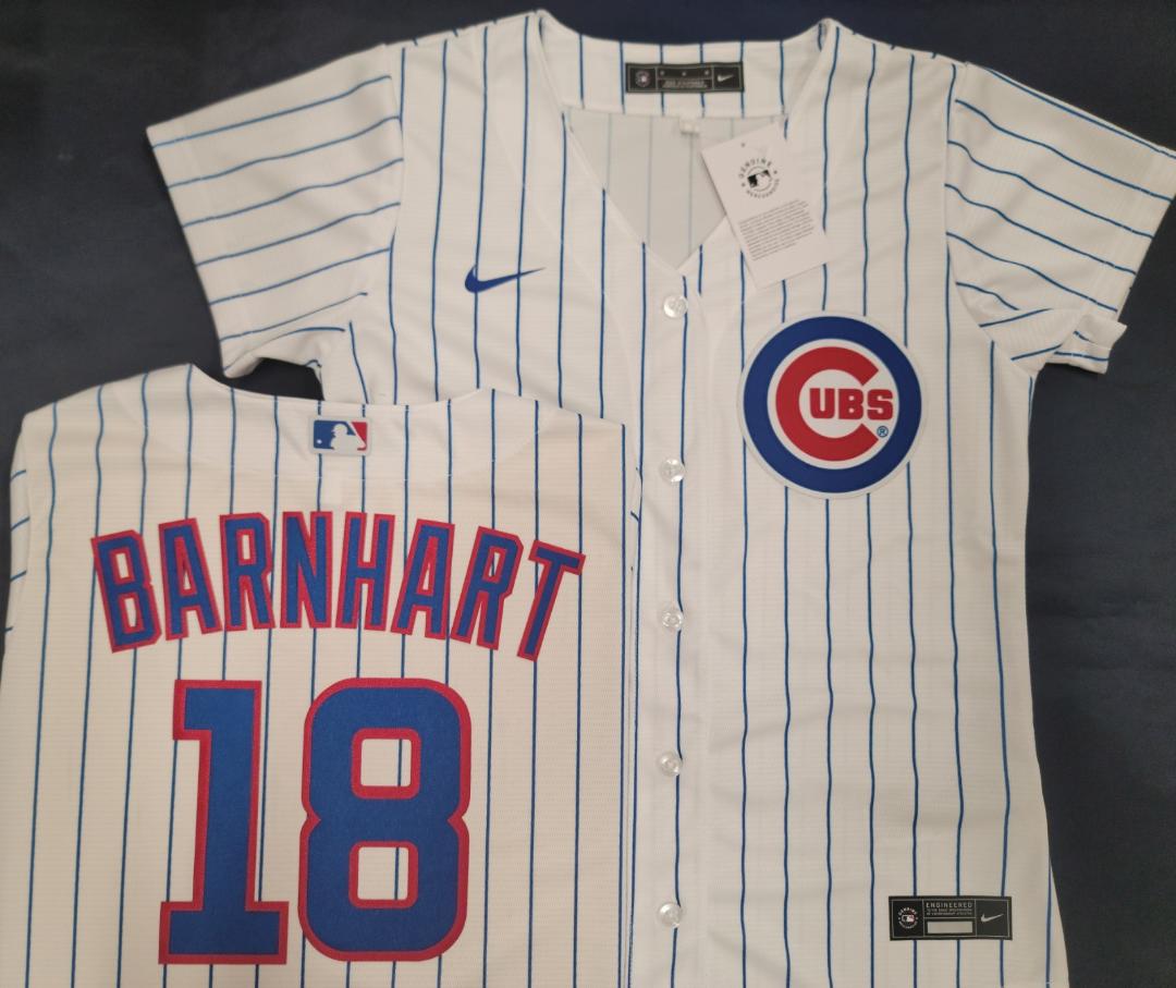 WOMENS Nike Chicago Cubs TUCKER BARNHART Sewn Baseball Jersey WHITE P/S