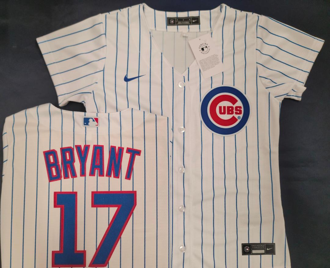 WOMENS Nike Chicago Cubs KRIS BRYANT Sewn Baseball Jersey WHITE P/S