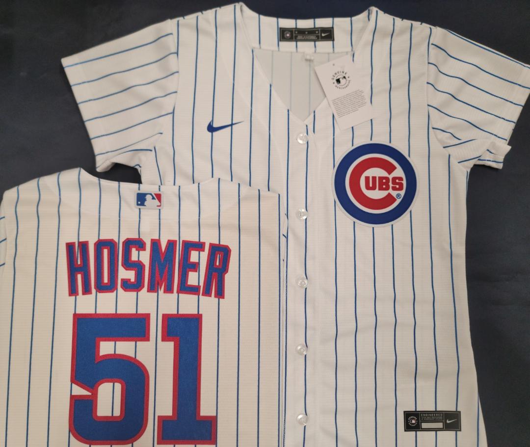 WOMENS Nike Chicago Cubs ERIC HOSMER Sewn Baseball Jersey WHITE P/S