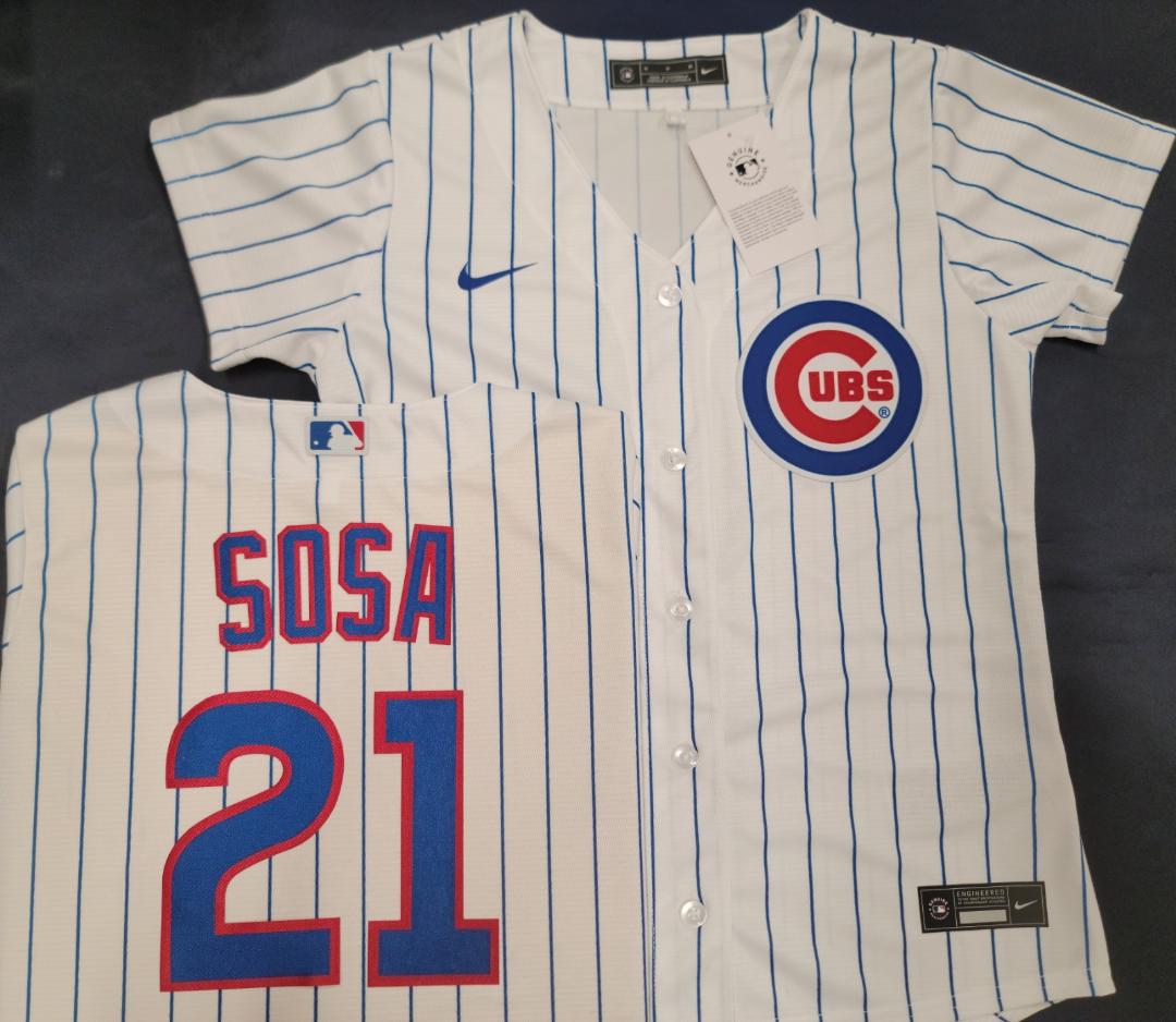 WOMENS Nike Chicago Cubs SAMMY SOSA Sewn Baseball Jersey WHITE P/S