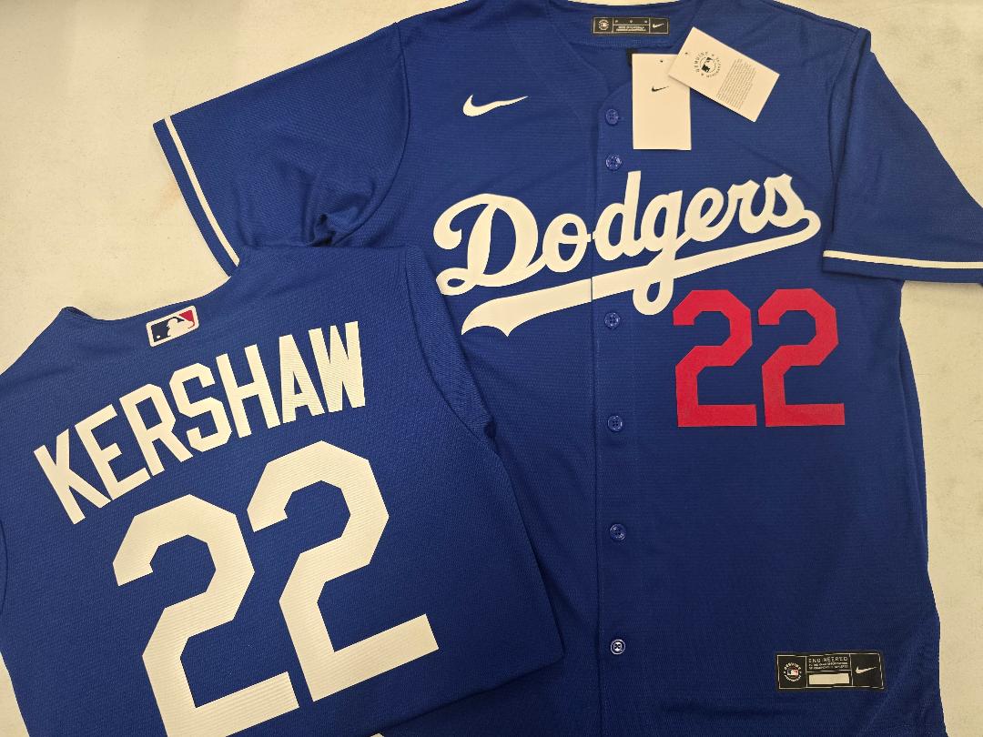 NIKE Los Angeles Dodgers CLAYTON KERSHAW Baseball Jersey BLUE