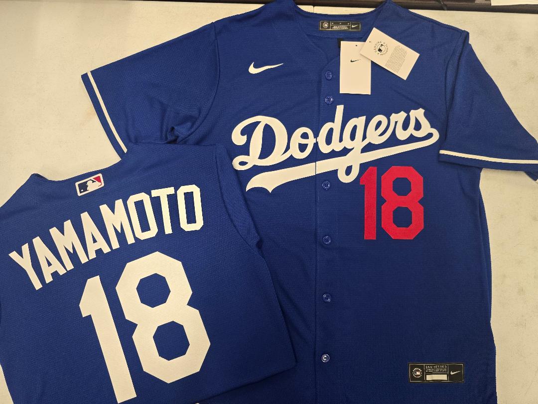 NIKE Los Angeles Dodgers YOSHINOBU YAMAMOTO Baseball Jersey BLUE