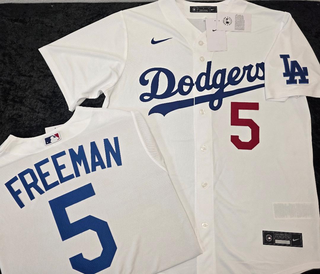 NIKE Los Angeles Dodgers FREDDIE FREEMAN SEWN Baseball Jersey WHITE
