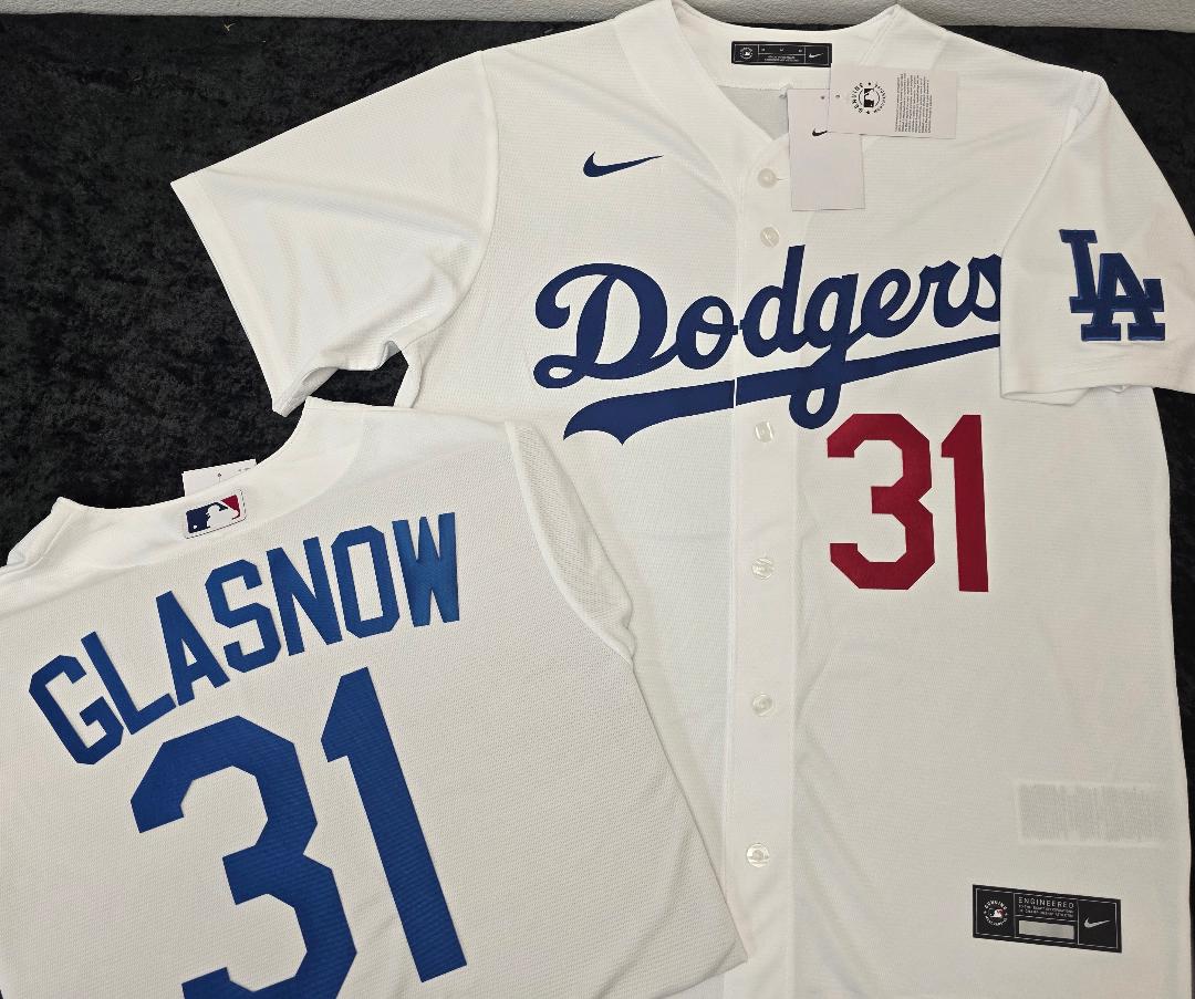 NIKE Los Angeles Dodgers TYLER GLASNOW SEWN Baseball Jersey WHITE