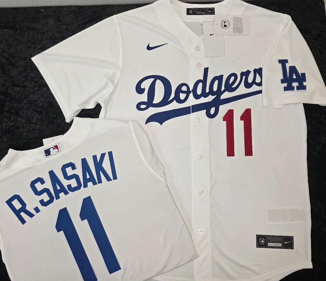 NIKE Los Angeles Dodgers ROKI SASAKI SEWN Baseball Jersey WHITE