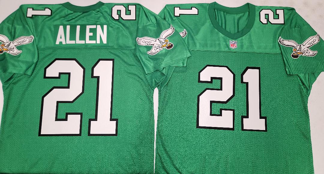 Philadelphia Eagles ERIC ALLEN 90s Vintage Throwback Football Jersey KELLY GREEN