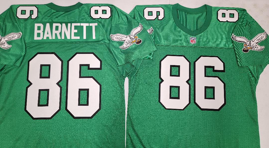 Philadelphia Eagles FRED BARNETT 90s Vintage Throwback Football Jersey KELLY GREEN