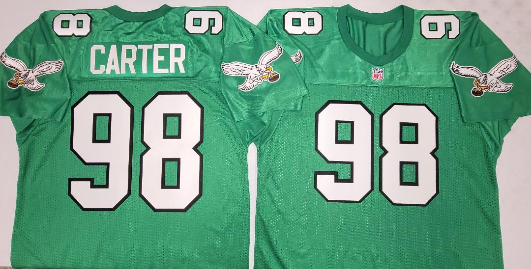 Philadelphia Eagles JALEN CARTER Vintage Throwback Football Jersey KELLY GREEN
