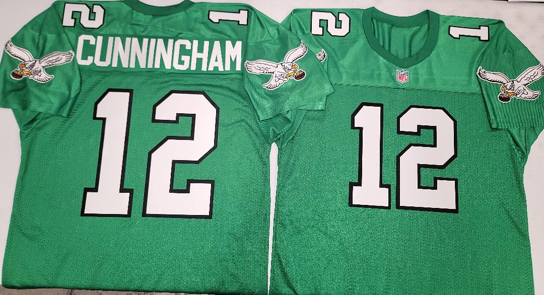 Philadelphia Eagles RANDELL CUNNINGHAM 90s Vintage Throwback Football Jersey KELLY GREEN