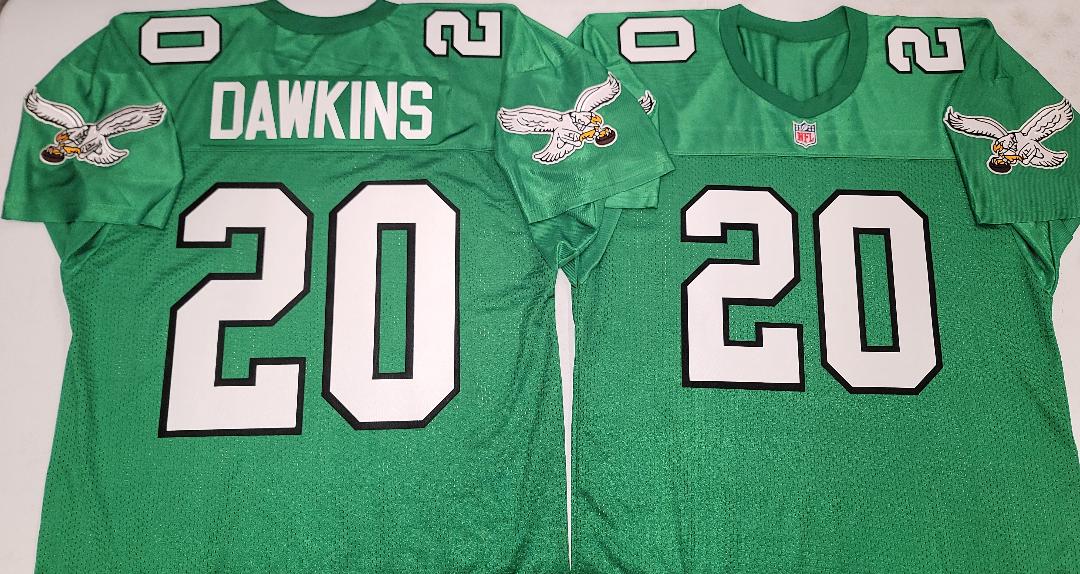 Philadelphia Eagles BRIAN DAWKINS 90s Vintage Throwback Football Jersey KELLY GREEN