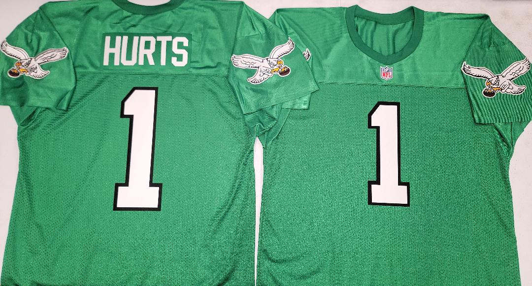 Philadelphia Eagles JALEN HURTS Vintage Throwback Football Jersey KELLY GREEN