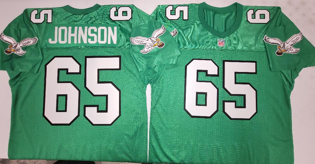 Philadelphia Eagles LANE JOHNSON Vintage Throwback Football Jersey KELLY GREEN