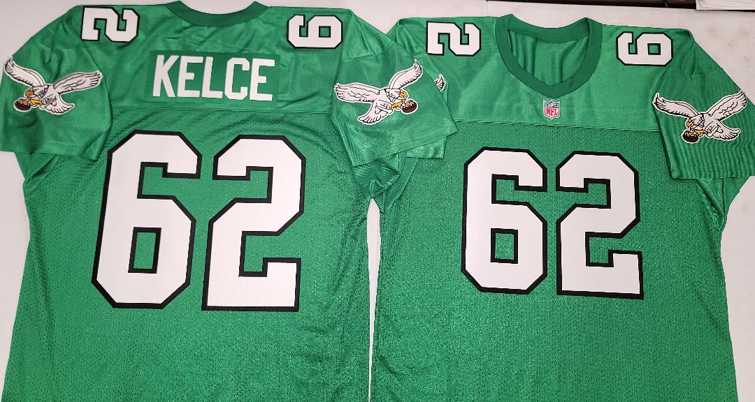 Philadelphia Eagles JASON KELCE Vintage Throwback Football Jersey KELLY GREEN