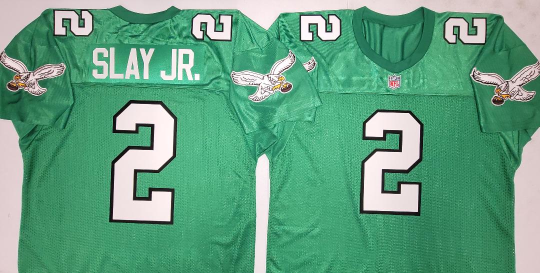 Philadelphia Eagles DARIUS SLAY JR Vintage Throwback Football Jersey KELLY GREEN