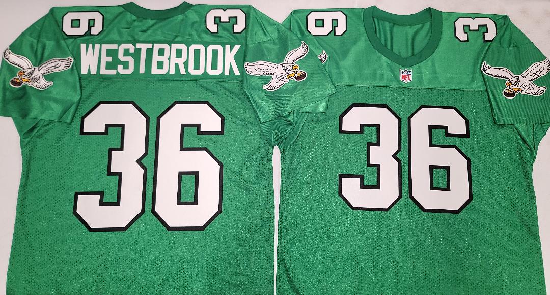 Philadelphia Eagles BRIAN WESTBROOK 90s Vintage Throwback Football Jersey GREEN